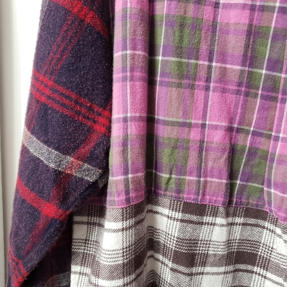 Urban Outfitters BDG Serena Spliced Flannel Plaid Button Down Hooded Shirt XS - Picture 3 of 12